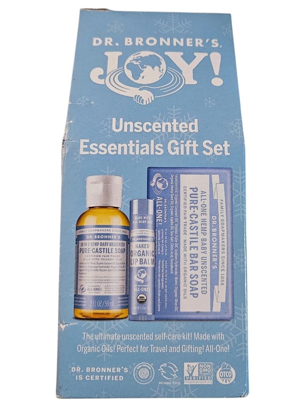Dr. Bronner’s JOY! Unscented Essentials Gift Set • New Sealed